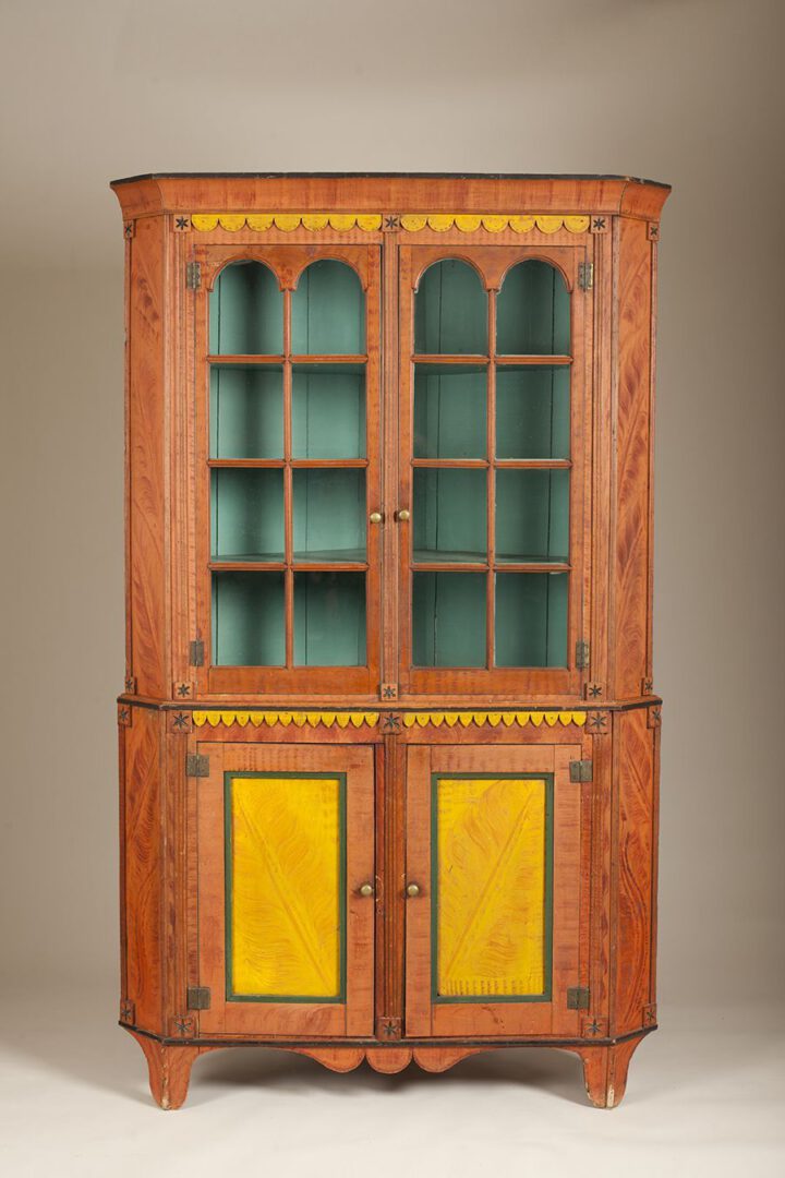 Unidentified Artist, Corner Cupboard, 1815-1835, tulip poplar, brass, iron, and paint